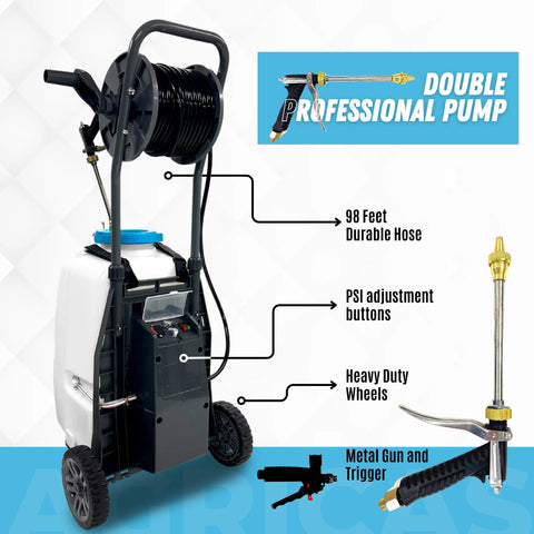AG2004 Battery-Powered Cart Sprayer / Double Pump 10.5 Gal,40 Liter