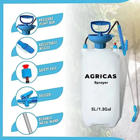 AG1003 Handheld Pressure Sprayer 1.3 Gal,5 Liter