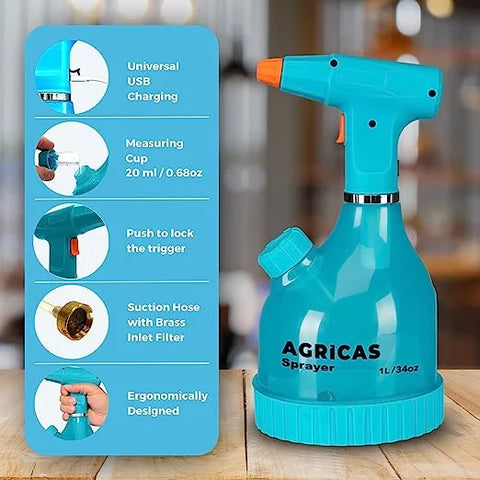 AG2001 Battery-Operated One-Hand Sprayer 34 Oz,1 Liter