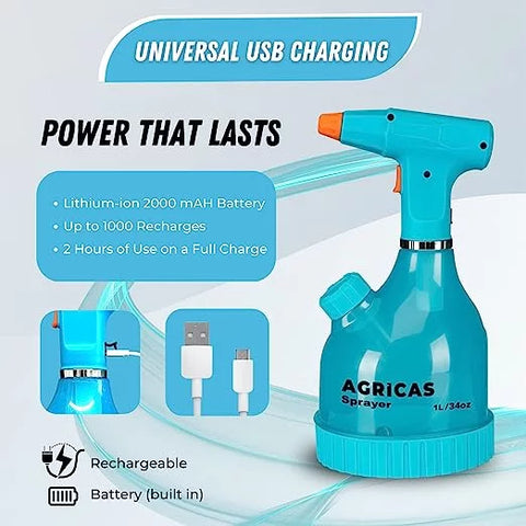 AG2001 Battery-Operated One-Hand Sprayer 34 Oz,1 Liter