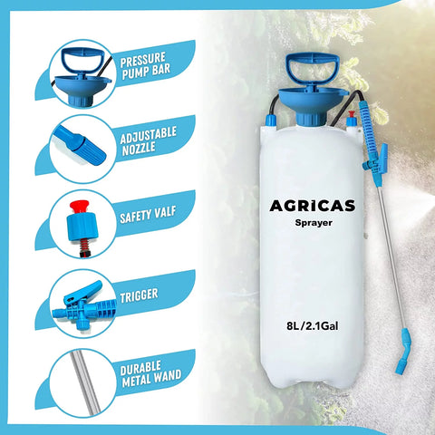 AG1004 Handheld Pressure Sprayer 2.1 Gal,8 Liter