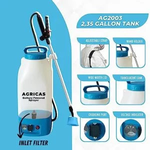 AGRICAS AG2003 – Battery-Powered Sling Sprayer (2.35 Gal / 9 L)