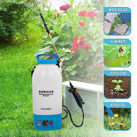 AGRICAS AG2003 – Battery-Powered Sling Sprayer (2.35 Gal / 9 L)